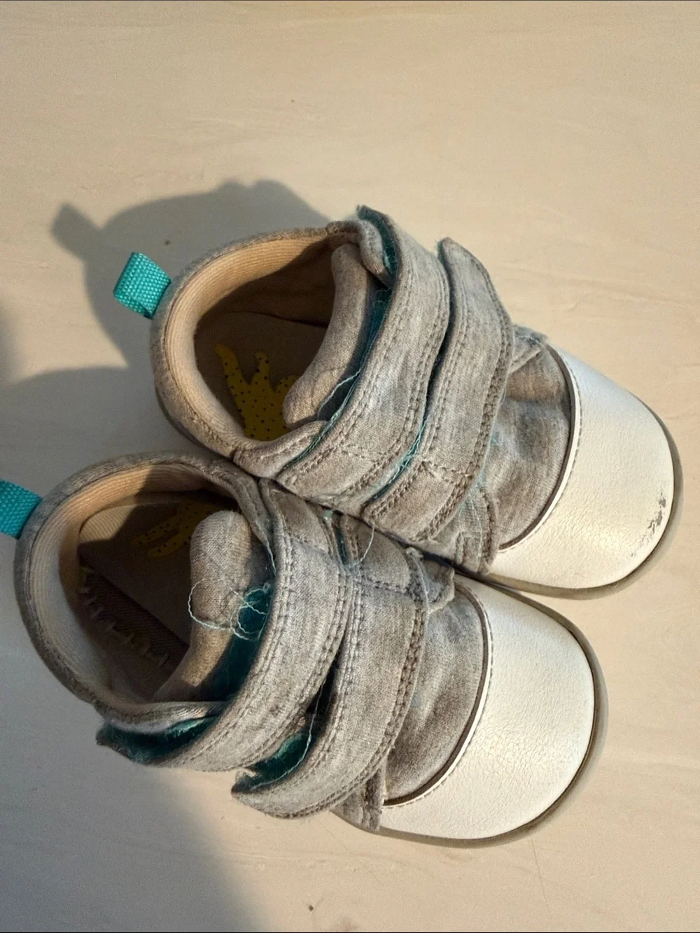 Toddler Hook-and-Loop Walkers in Light Gray and White